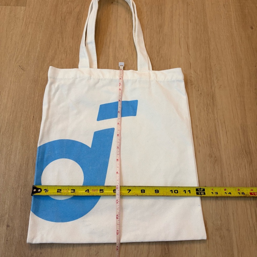 White Tote Bag with Blue Logo